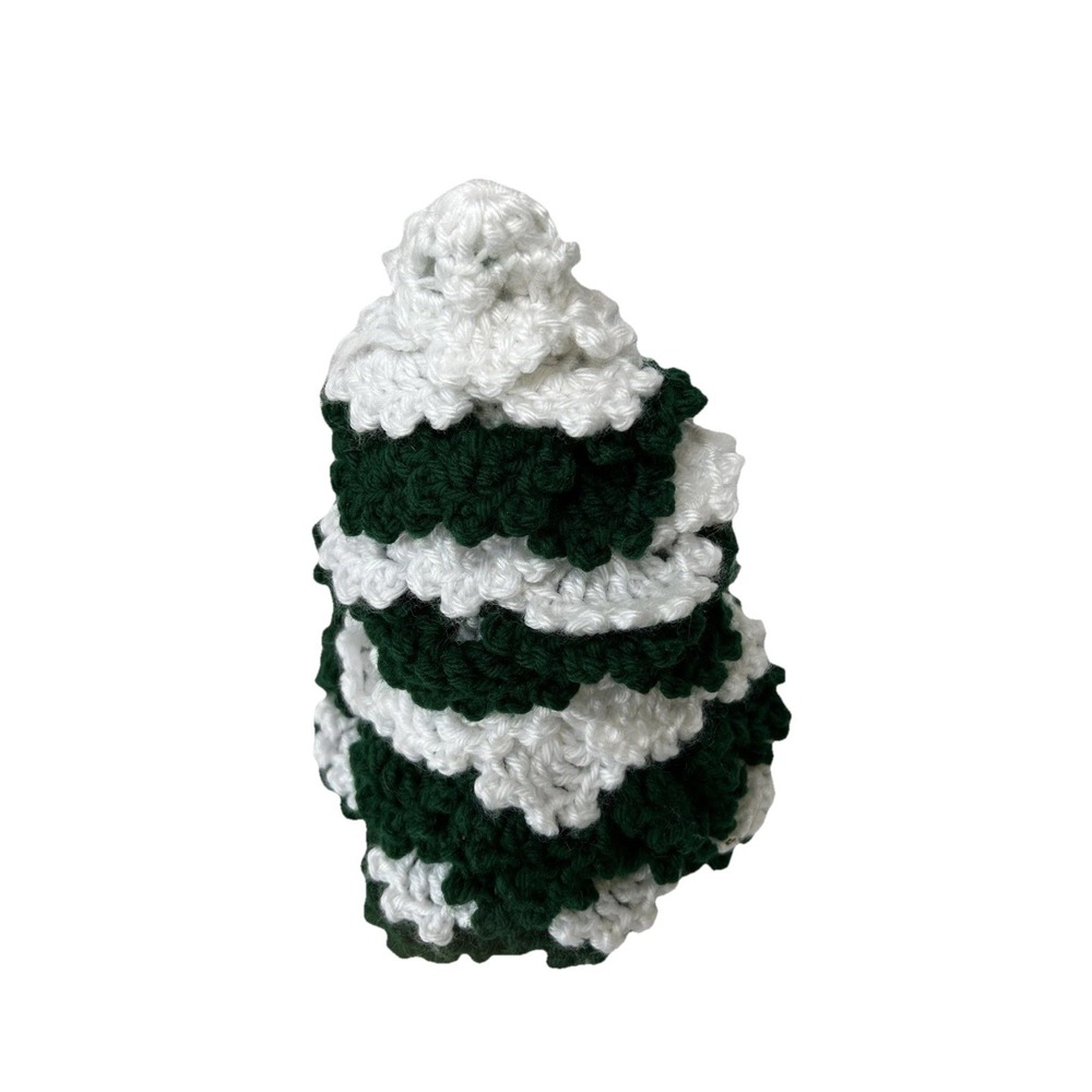 Handmade Vintage 11" Crochet Christmas Tree Decor Cottage Country Kitschy Retro - Picture 4 of 9